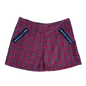 Lip Service Size Large Hot Topic Red Tartan Plaid Skirt Y2K Goth Zippers Pleat